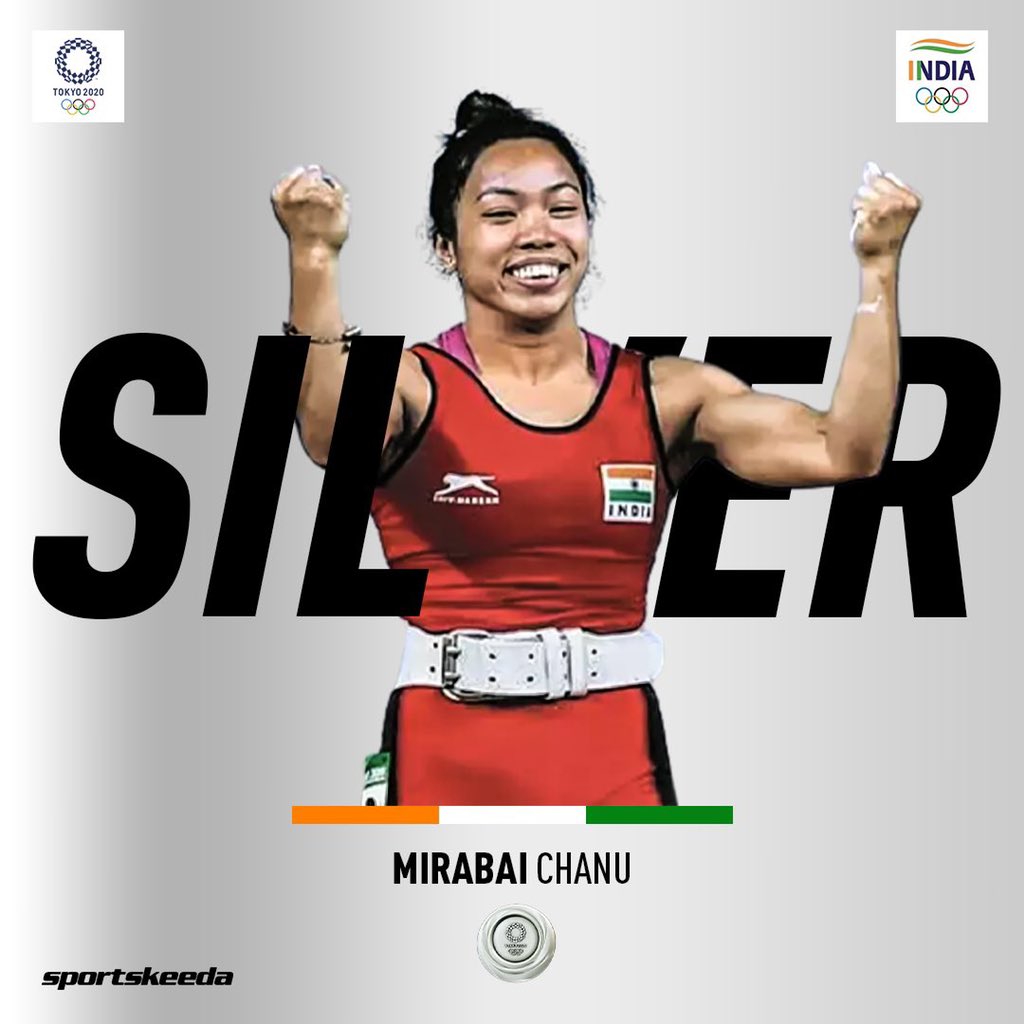 JaydevBarde's tweet photo. #Tokyo2020 ओलिंपिक में भारत की और से पहले दिन पहला पदक @mirabai_chanu 🏋️🏋️🏋️
#Cheer4India https://t.co/kSluqvYGe5