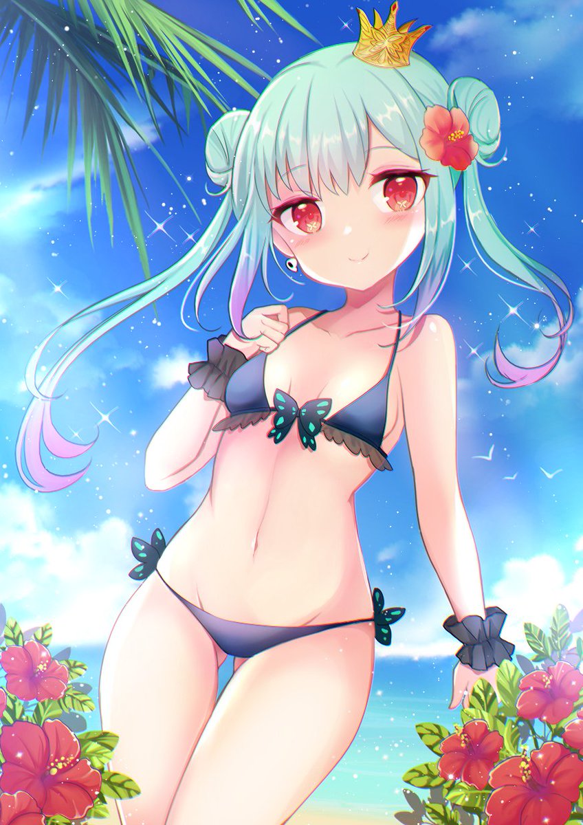 潤羽るしあ 「水着るーちゃん🦋
#絵クロマンサー   #潤羽るしあ 」|てりむく🐦プリステ29R娘88フクキタル合同誌のイラスト