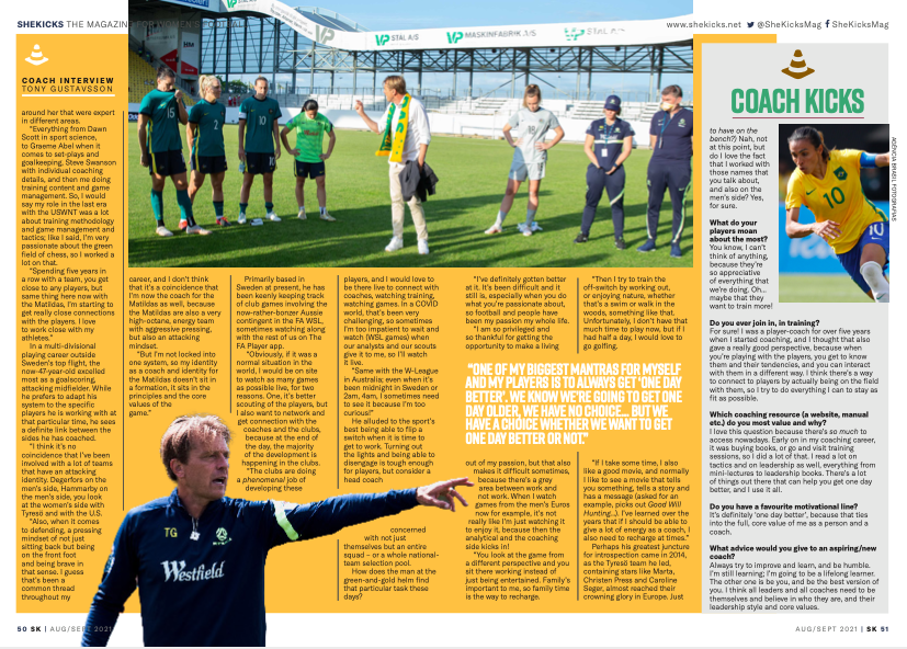 SheKickedJenON's tweet photo. #SWEvAUS at #Tokyo2020  is also the 'battle' of the Swedish coaches. 

DYK that both have been expertly interviewed by @chris_brookes  in @SheKicksMag's 'COACH KICKS' feature? 

PG in #SK60 &amp; TG in our brand-new issue #SK68. 
Order digital version here: https://t.co/43At4bOWbI https://t.co/V7Bdbqpzjf
