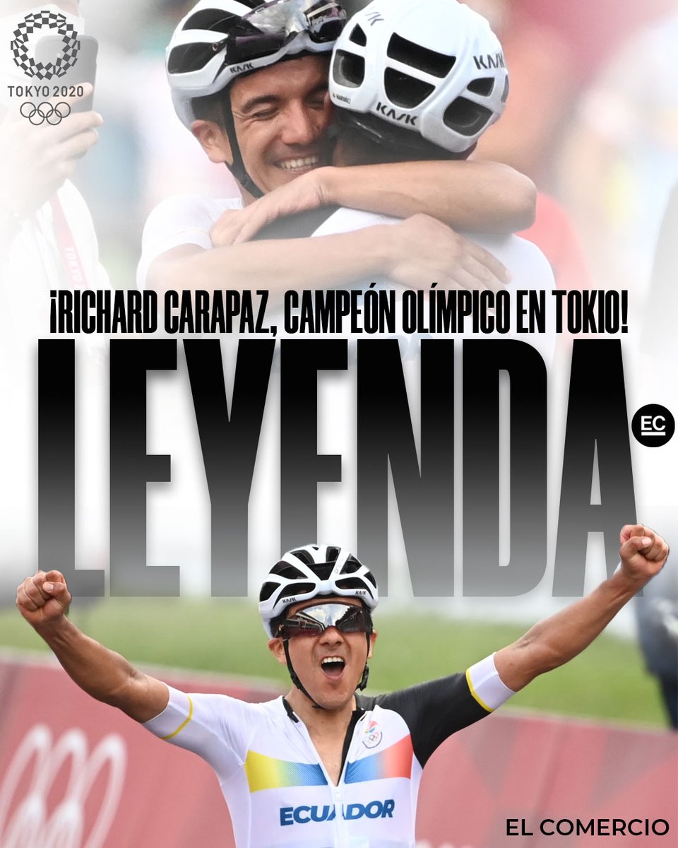 elcomerciocom's tweet photo. ¡SE VALE LLORAR ECUADOR! 😭💛💙❤️ ¡Richard Carapaz agiganta su leyenda, es campeón olímpico en Tokio! 🇪🇨🥇👏 » https://t.co/iWidJqfL0r https://t.co/eU1qIdoWAt