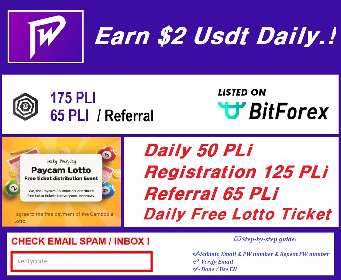🚀 $ 2 dollars Everyday.!!

💲 Reward : 125($5) PLI &amp; Daily Attendance 50($2) PLI

💹 - Register : wal.paycam.asia/#/signup/mqQot…
- Submit Email &amp; PW number &amp; Repeat PW number 
💹 - Verify Email
💹 - Done / Use EN

web.facebook.com/groups/1436416…