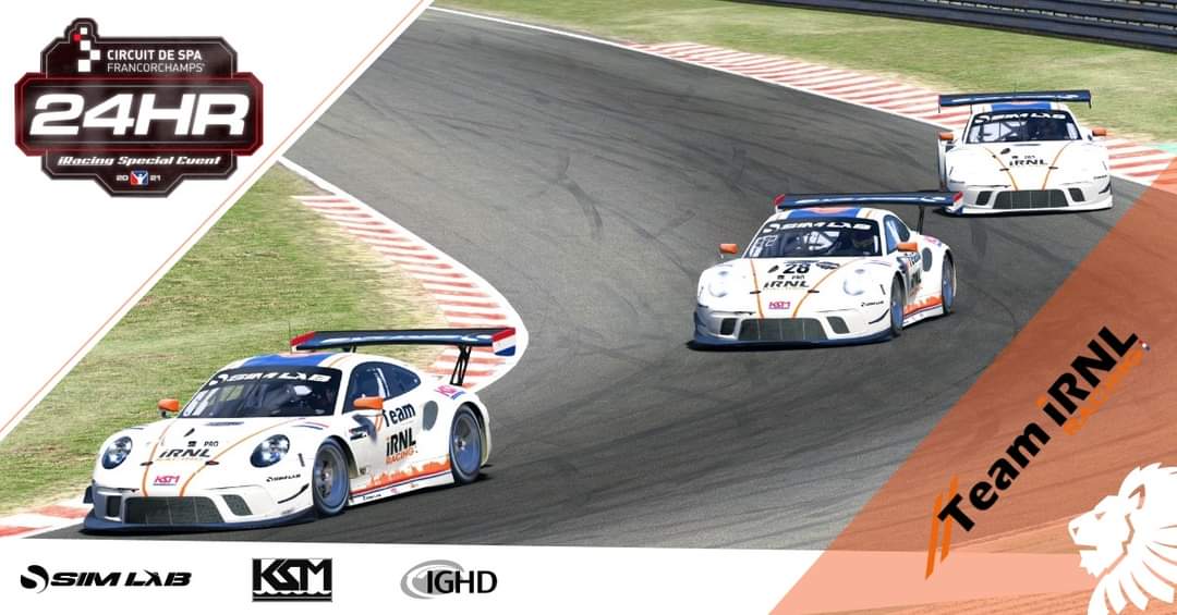 Team iRNL (@teamirnl) on Twitter photo Finally, the BIG day arrived!!ππ₯π
Today our team will take part in the <a href="/iRacing/">iRacing</a> Special Event: 24hr of Spa Francorchamps.
Drivers:
<a href="/PTigelaar/">Pascal Tigelaar</a>
<a href="/duijn_rene/">Rene Duijn</a>
<a href="/nickderijcke/">Nick de Rijcke</a>
<a href="/JamieMolema/">Jamie Molema</a>
<a href="/AngeloLouwerse/">Angelo Louwerse</a>
<a href="/CLOWNKAOSZ/">Ruben_Schilt</a>
Car: Porsche 911 GT3 R
Good luck boys ππ»πͺπ»ππ» Finally, the BIG day arrived!!ππ₯π
Today our team will take part in the <a href="/iRacing/">iRacing</a> Special Event: 24hr of Spa Francorchamps.
Drivers:
<a href="/PTigelaar/">Pascal Tigelaar</a>
<a href="/duijn_rene/">Rene Duijn</a>
<a href="/nickderijcke/">Nick de Rijcke</a>
<a href="/JamieMolema/">Jamie Molema</a>
<a href="/AngeloLouwerse/">Angelo Louwerse</a>
<a href="/CLOWNKAOSZ/">Ruben_Schilt</a>
Car: Porsche 911 GT3 R
Good luck boys ππ»πͺπ»ππ»