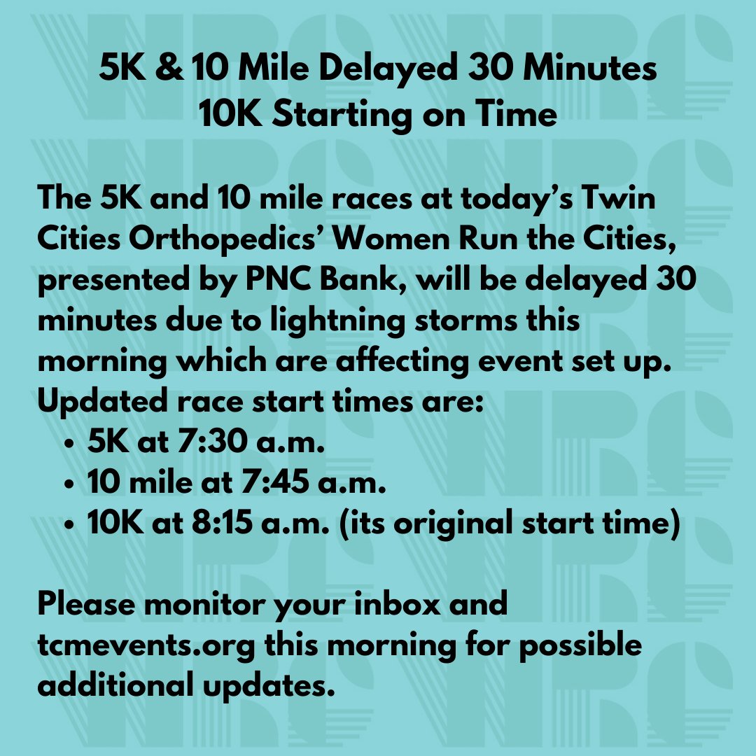 Twin Cities In Motion on Twitter "Updated race start times are •5K at 730 a.m. •10 mile at 7