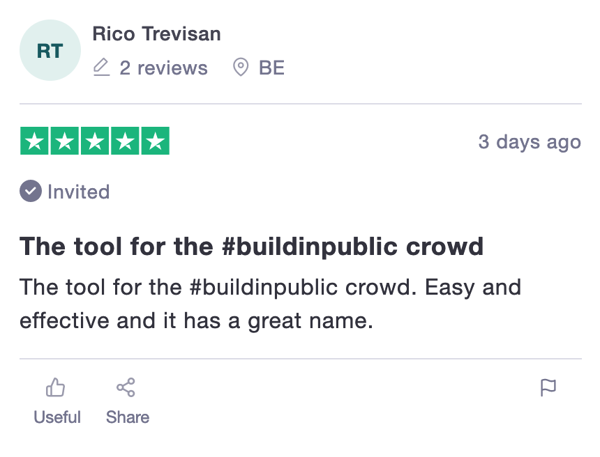 Just got a great review for <a href="/gohustl/">Hustl</a> – so great to see the #buildinpublic crowd is using the app!