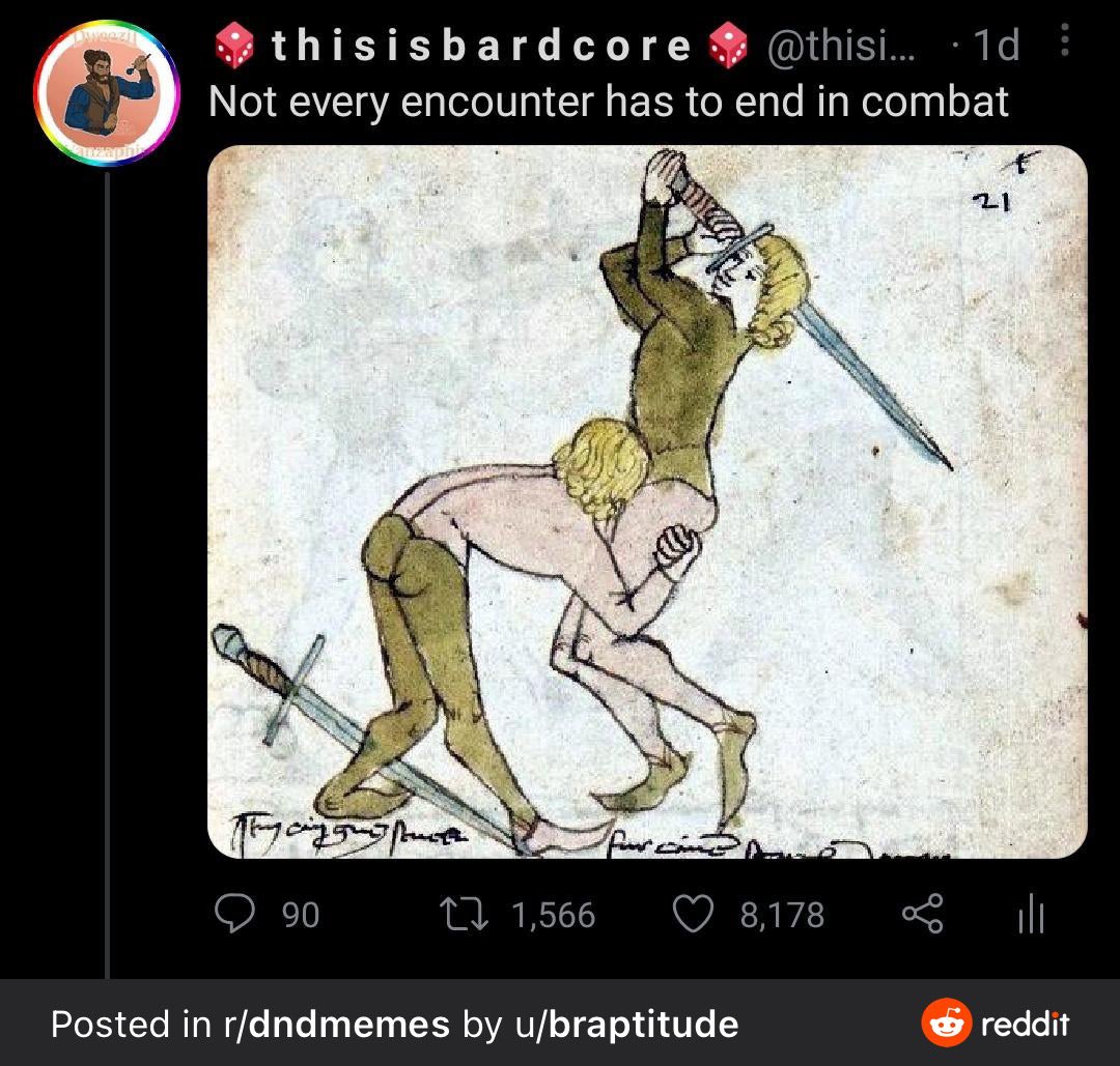 UltraHubby's tweet photo. #dnd and #erotica have a lot over overlap in their Venn diagram. ::takes off belt:: “roll initiative” #nerdkink #hubbylove https://t.co/5WmlWEIgff