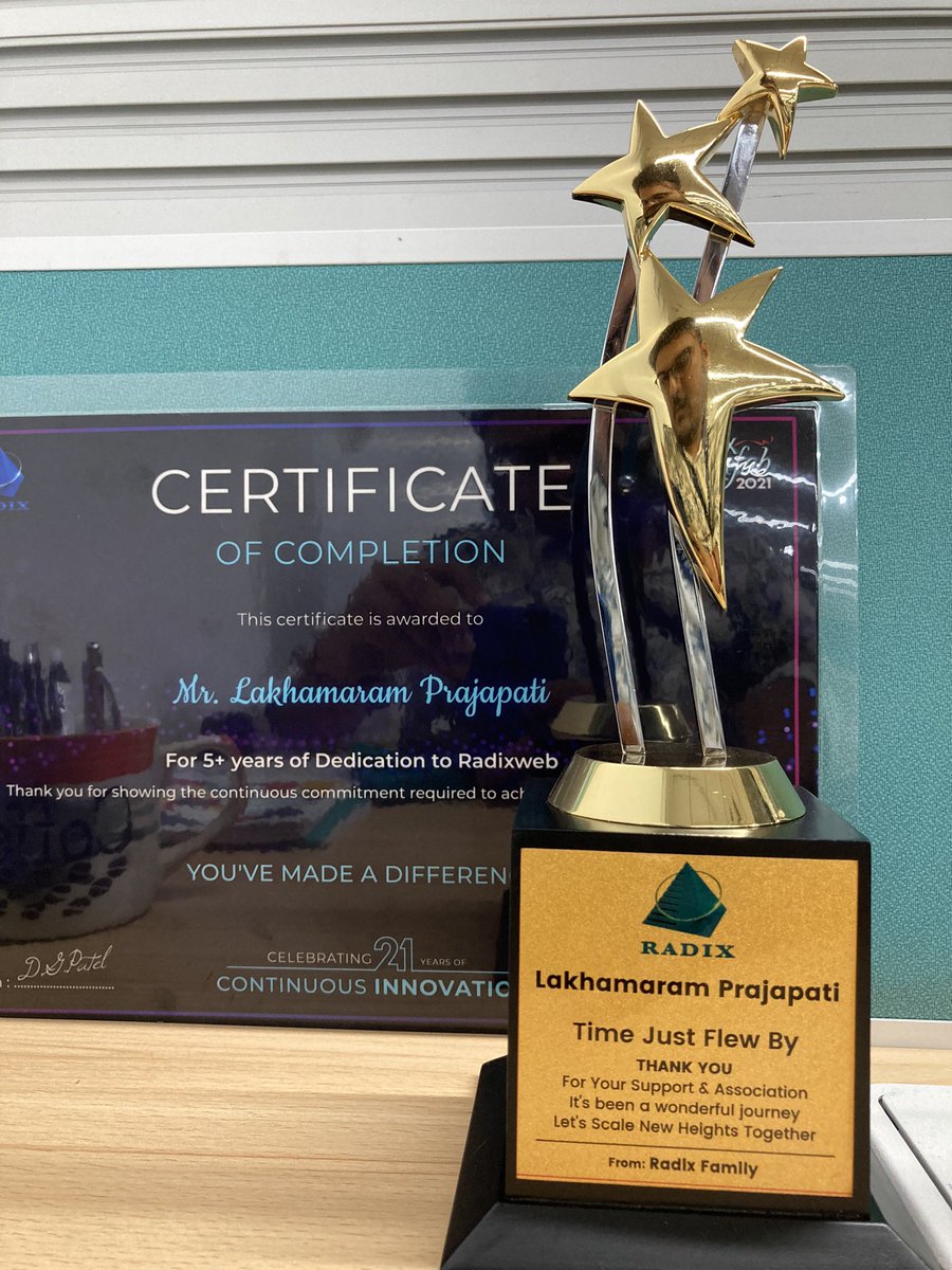 Laxman1192's tweet photo. Thank you so much @radixweb,
It has been good journey. @radixweb  provided platform to me to grow, explore, learn new things and implement in real world.

#5yearsMilestone #radixweb #lifeatradix #proudradixians #radixians #radixweb21 https://t.co/o8f7UUDwCD