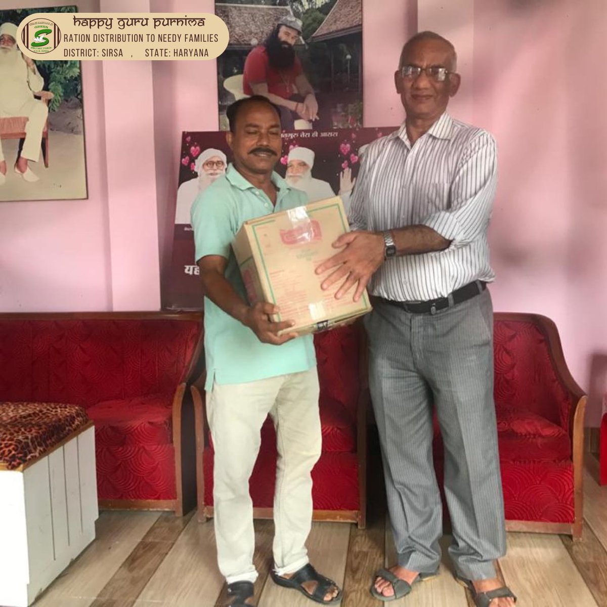 GreenSwelfares's tweet photo. DERA SACHA SAUDA VOLUNTEERS | SIRSA | HARYANA(INDIA)
On the pious occasion of #GuruPurnima, Dera Sacha Sauda volunteers kept fast for one day &amp; distributed ration kits to needy families.
#Foodbank #HappyGuruPurnima #happygurupurnima2021 #gurupoornima #GuruPoornima2021 https://t.co/Zahe7kD7MY