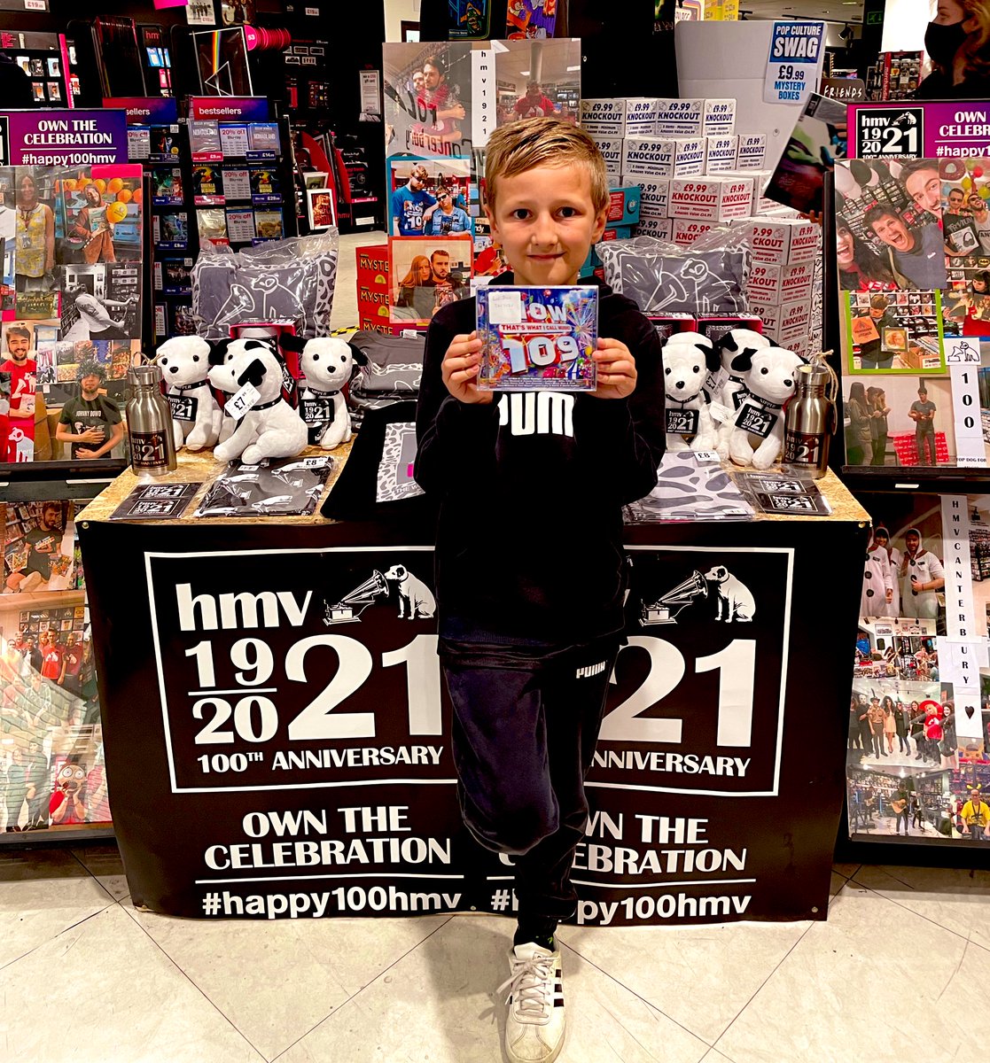 hmvCanterbury's tweet photo. Dylan is super happy to have bought #Now109 he says there are some bangin tunes and he is going to play it loud! #happy100hmv #happy100Nipper #Canterbury #hmv 🥳😁❤️ https://t.co/k6yB6RY8aI