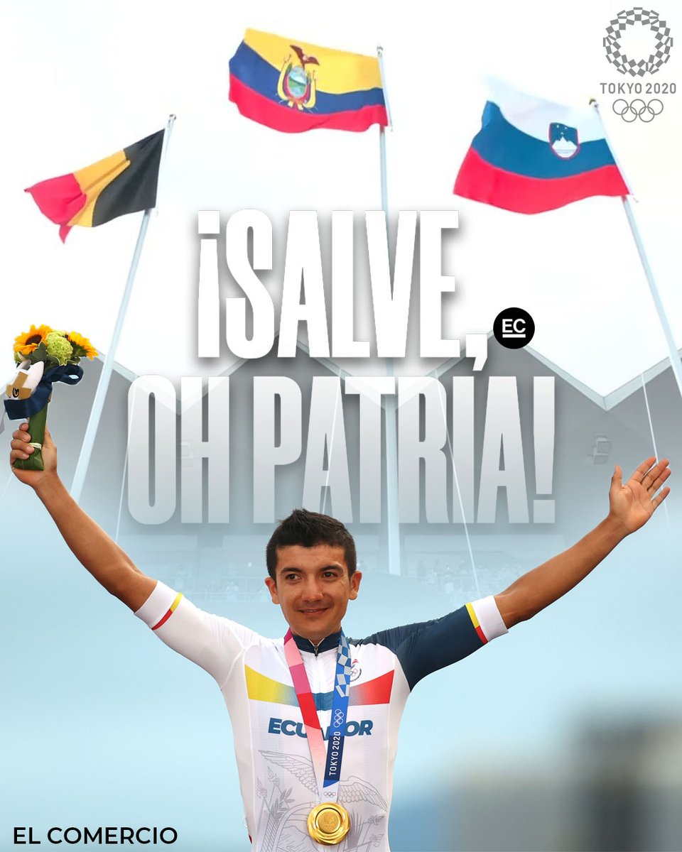 ¡CARCHENSE DE ORO! 🥇Después de 25 años, la bandera de Ecuador flamea nuevamente en la cima del Olimpo 🇪🇨💛💙❤️ 

¡Gracias <a href="/RichardCarapazM/">Richard Carapaz M</a>! 👏👏👏