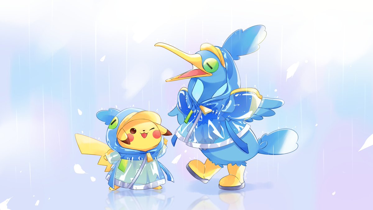 ピカチュウ「ウッウセットを着てご満悦のウッウとピカチュウ😊 」|壱哉の