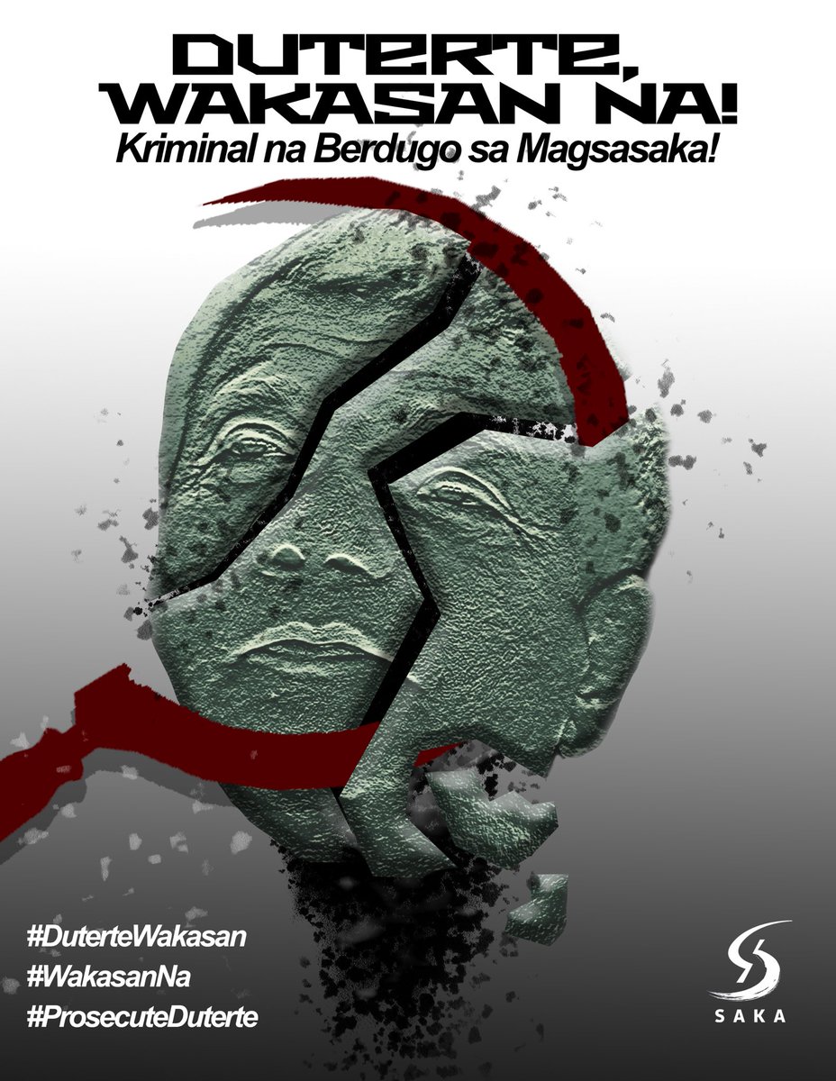 PilipinasSaka's tweet photo. WAKASAN NA ANG PASISMO NI DUTERTE SA URING MAGSASAKA!
Sama-samang #Tumindig upang #WakasaNa ang tiraniya ng berdugong rehimeng Duterte!
#ProsecuteDuterte at #DuterteWakasan na upang maisulong ang mga panawagang #StopKillingFarmers, #LandToTheTillers, at #FreeLandDistribution! https://t.co/QYmXzdHfOf