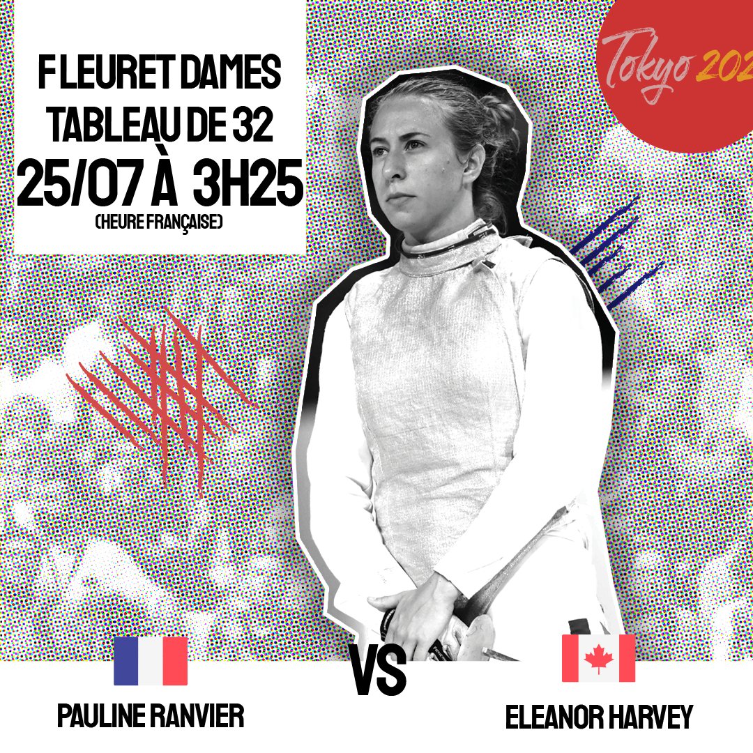 ffescrime's tweet photo. 🔔 Découvrez les adversaires des fleurettistes françaises pour leur entrée en compétition demain ! 
Exemptées du T64, elles rentreront en piste à 3h25 (heure 🇫🇷) pour le tableau de 32!

TOUS DERRIÈRE ELLES ⚡

#Tokyo2020 #Fencing #JeuxOlympiques 
@EquipeFRA https://t.co/TtBpUIWpSO