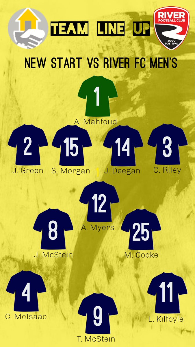 New Start FC (@newstartfc1) on Twitter photo π¨Line up confirmedπ¨
Here's your starting 11 for today's clash against <a href="/RiverFCMen1/">βͺπ΄β«River FC Mens Teams βͺπ΄β«</a>
β½π‘π΅β½π‘π΅β½π‘π΅β½π‘π΅β½ π¨Line up confirmedπ¨
Here's your starting 11 for today's clash against <a href="/RiverFCMen1/">βͺπ΄β«River FC Mens Teams βͺπ΄β«</a>
β½π‘π΅β½π‘π΅β½π‘π΅β½π‘π΅β½