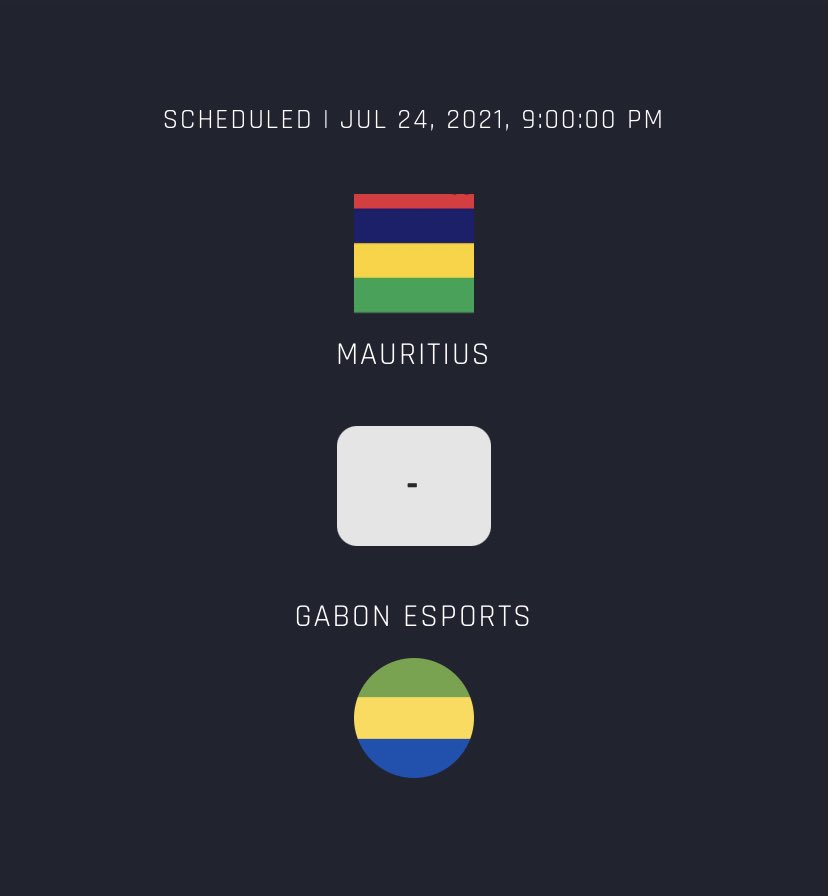 GabonESport1's tweet photo. Nos panthères affronteront l’Ile Maurice à 22h00 (Heure de France) #VPGAFCON2021 https://t.co/YXdNSZuERx