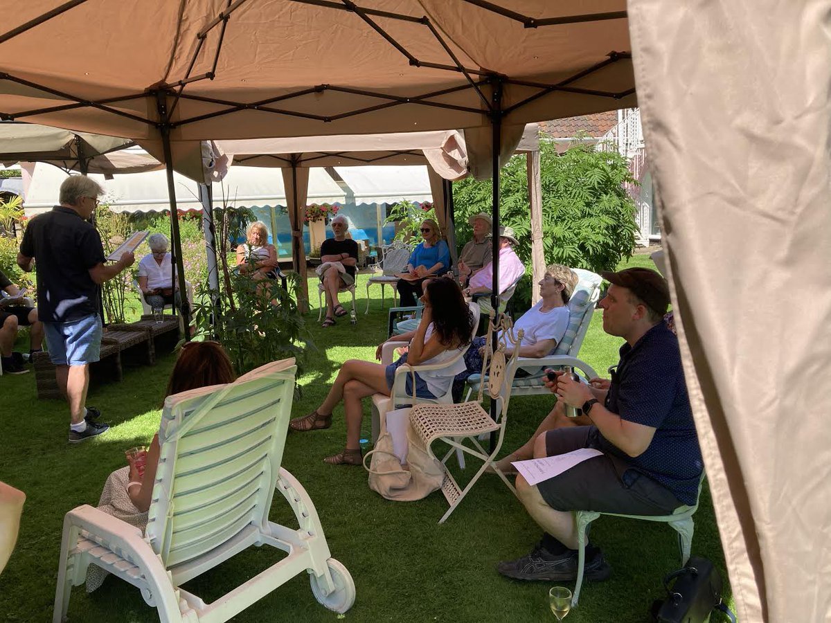 TheRayCooney's tweet image. Reading a new comedy play called “Everything in the Garden” in the garden, with chums! Written by Anita Graham and Carolyn Lyster. Lovely day for it! #SaturdayMotivation