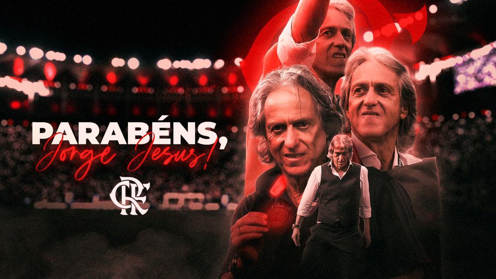 Hoje é aniversário do técnico Jorge Jesus, campeão da Libertadores (2019), do Brasileiro (2019), da Supercopa (2020), da Recopa (2020) e do Carioca (2020) no comando do Mengão. Parabéns, felicidades, muita saúde e SRN, Mister! 🎂👏❤️🖤

#CRF