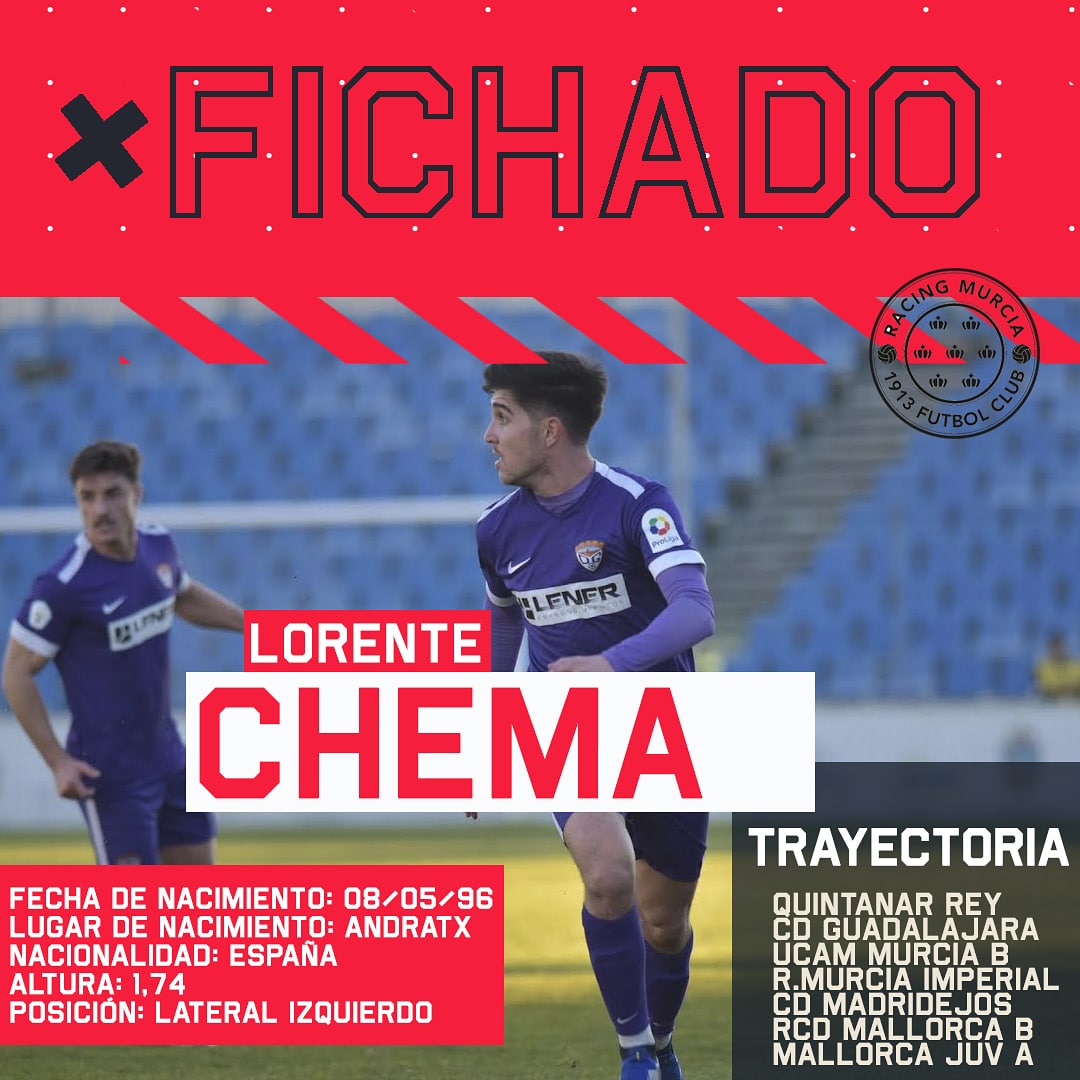 racingmurciafc's tweet photo. El lateral izquierdo ya tiene dueño. @chemalorente3 vuelve a Murcia para ser el referente de la zona izquierda del equipo de Acciari. 

¡Bienvenido Chema!

@MorrisPagniell2
@GenovaSoccer 
#anthemsports
@el_10_dimitri_koltso https://t.co/d0HCiisYOe