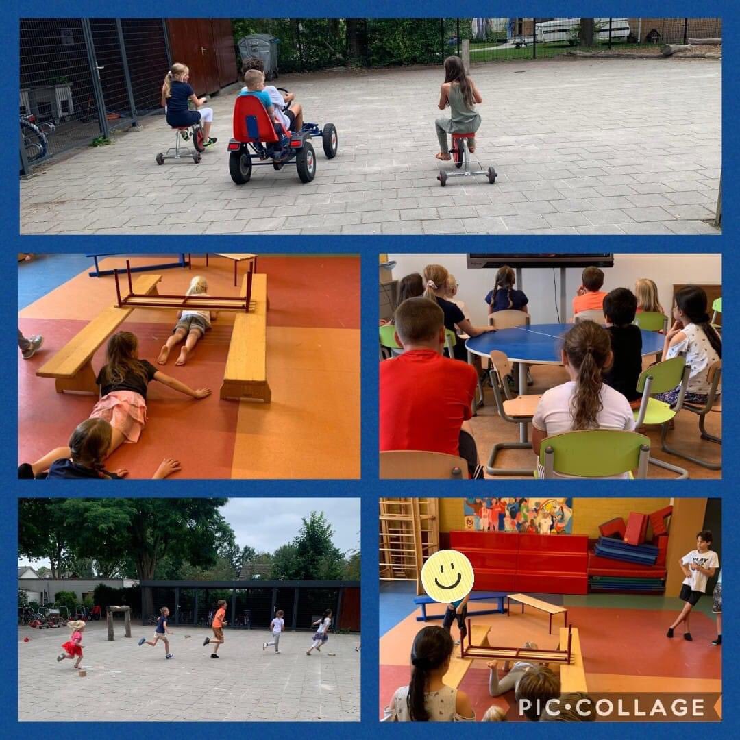 In de vakantie staat het thema Olympische Spelen centraal. Deze week hebben we ons al goed verdiept in het ontstaan en de verschillende sporten.
Na het kijken van de opening, heeft groep 7 een leuk, Olympisch parcours uitgezet voor alle kinderen.