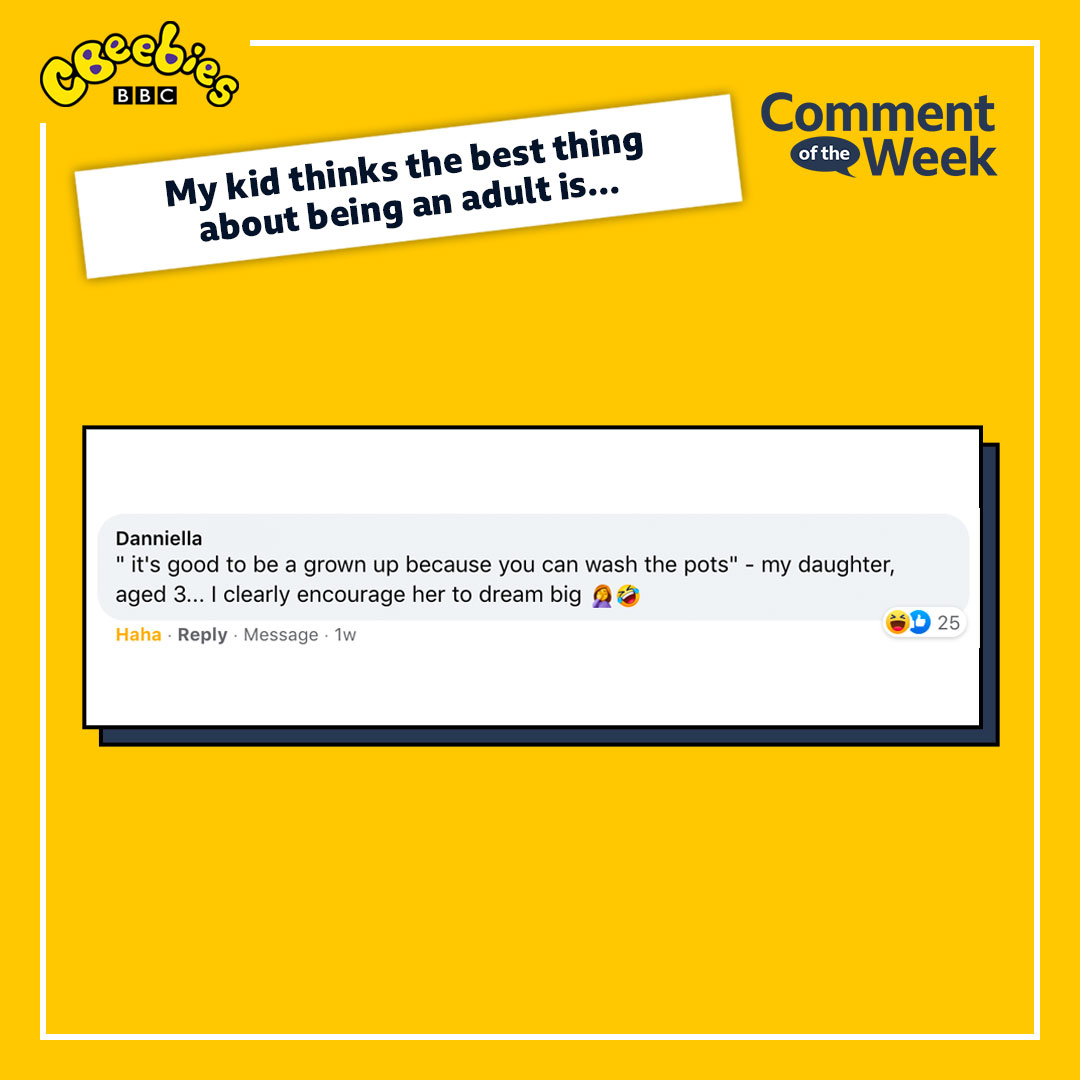 CBeebiesHQ's tweet photo. Your kids make us chuckle!
Any more funny replies? π€£
#CBeebiesCOTW #SaturdayThoughts https://t.co/ghfH4T0HIq