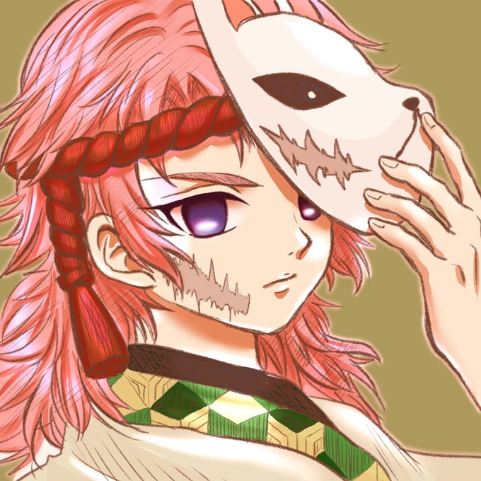 武内ゆりさんがTwitterに投稿した錆兎(鬼滅の刃)のイラスト。