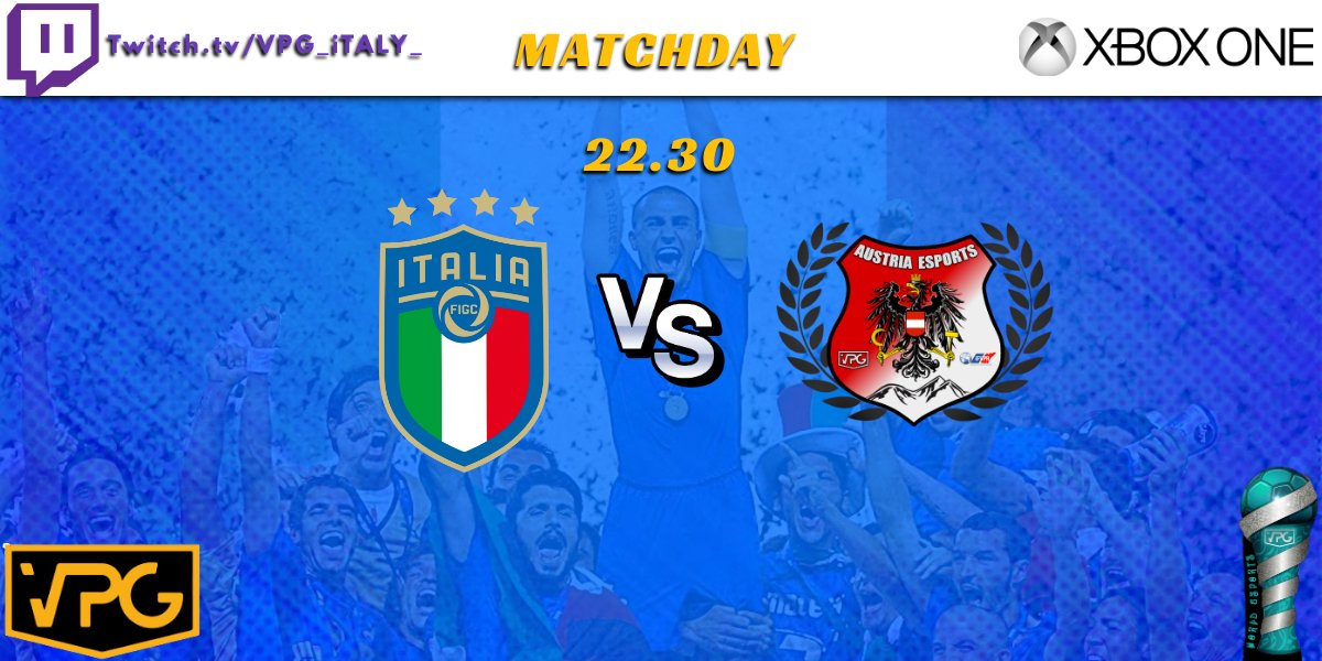 Nazionale Italiana VPG (@italia_vpg) on Twitter photo 🇮🇹MATCHDAY!
Questa sera ci sarà il #WorldeSportsCUP <a href="/OfficialVPG/">Virtual Pro Gaming</a>!. Con due match importanti, in LIVE dalle ore 22.00 vi aspettiamo.
🇮🇹CANALE: Twitch.tv/VPG_iTALY_
1- Vs 🇪🇬 <a href="/vpgegypt/">VPGEGYPT</a>
2- Vs 🇦🇹 <a href="/AustriaVpg/">VPG Austria</a>
#ForzaAzzurri🇮🇹 #Goodluck #StayTuned 🇮🇹MATCHDAY!
Questa sera ci sarà il #WorldeSportsCUP <a href="/OfficialVPG/">Virtual Pro Gaming</a>!. Con due match importanti, in LIVE dalle ore 22.00 vi aspettiamo.
🇮🇹CANALE: Twitch.tv/VPG_iTALY_
1- Vs 🇪🇬 <a href="/vpgegypt/">VPGEGYPT</a>
2- Vs 🇦🇹 <a href="/AustriaVpg/">VPG Austria</a>
#ForzaAzzurri🇮🇹 #Goodluck #StayTuned