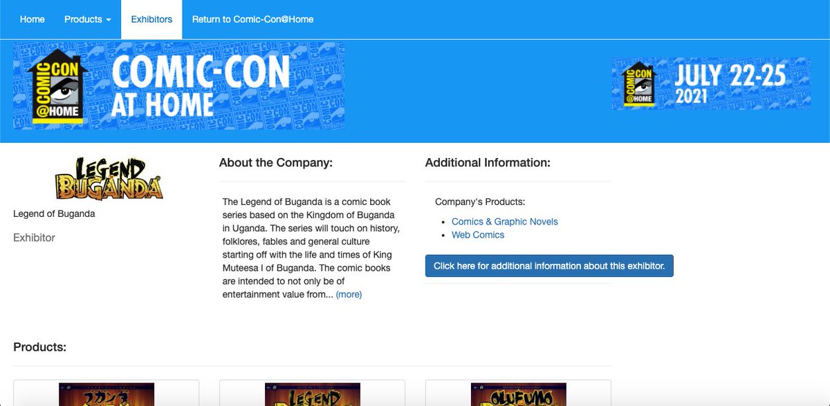LegendOfBuganda's tweet photo. Swing by @Comic_Con ‘s Online Exhibit Hall, we are back for #ComicConAtHome2021! 😊💫✌🏾 #LegendOfBuganda #OlufumoLwaBuganda #ブガンダの伝説 #AfricanComics #AfricanManga #BugandaKingdom #History #Culture #Heritage #Buganda #Uganda #ComicCon2021 https://t.co/8k2POSfK4t