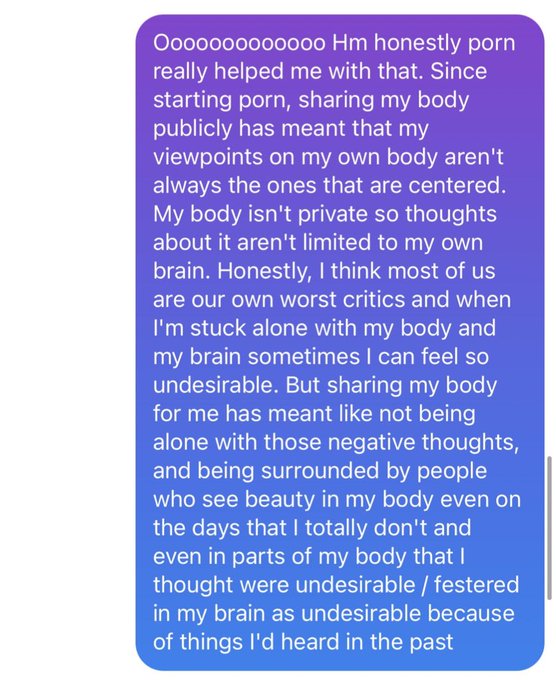1 pic. one thing i love about porn is how it's helped me re-write my relationship to my body :). someone
