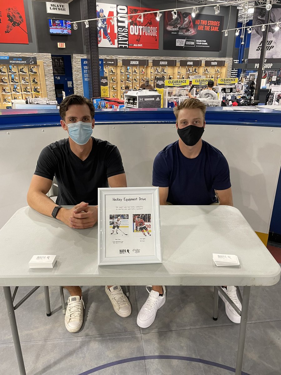 Come see Drake and Rob at <a href="/ProHockeyLife_/">Pro Hockey Life</a>  Whitby until 4 pm today. Donate your old gear for 15% off in store!