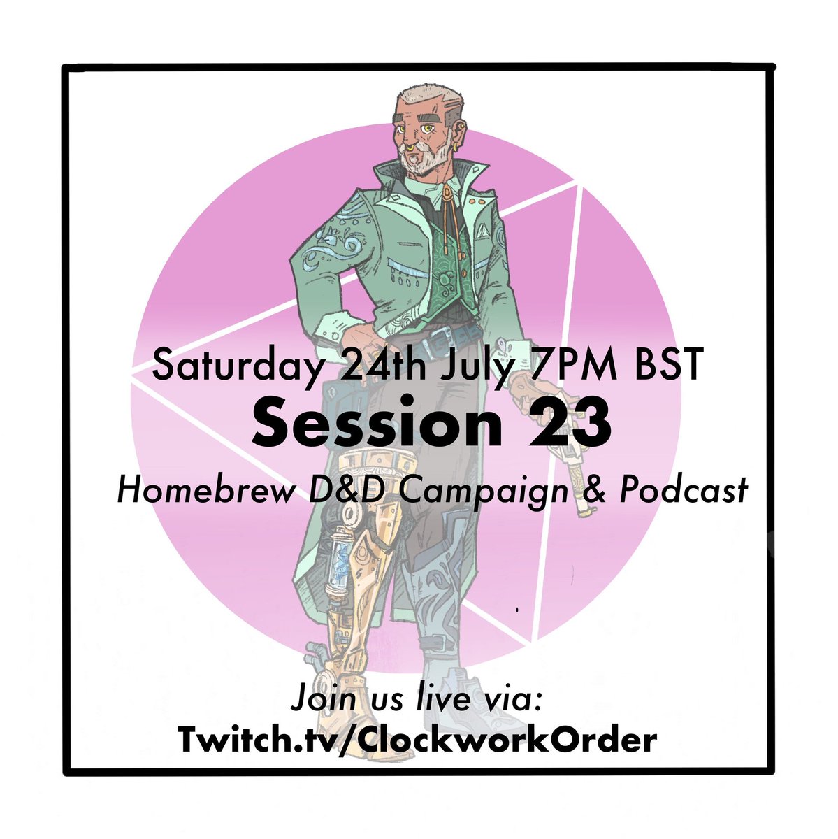 ClockworkOrder's tweet photo. Back tonight, for Session 23 of our campaign! 

Join us tonight at 7PM BST via twitch!  ✨

https://t.co/yIA3bb1Hc2

#ttrpg #lgbtdnd #actualplaypodcast #ttrpgsolidarity https://t.co/kZ2xWYmZ24