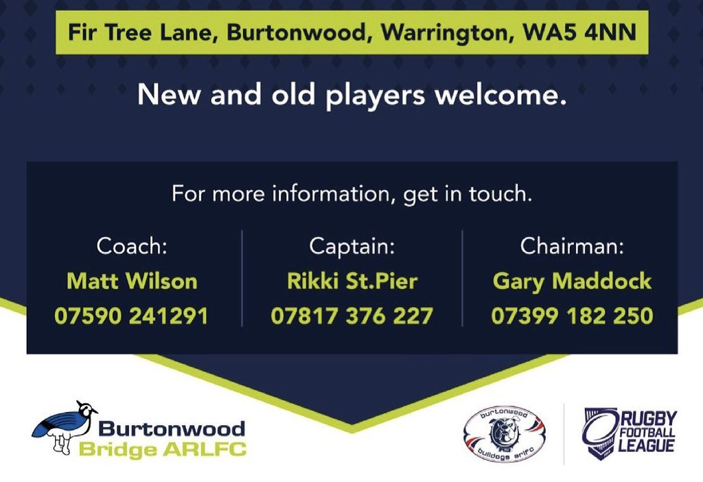 BwoodBridgeRFL's tweet image. Still a hell of a lot of work for us to do down at Burtonwood Bridge. 

But we’re trying and we’ve never been more determined.

If you’re interested in playing for Burtonwood Bridge ARLFC, either drop me a message or call one of the numbers below. 🙌🏻 #BacktheBridge #UpTheDoggies
