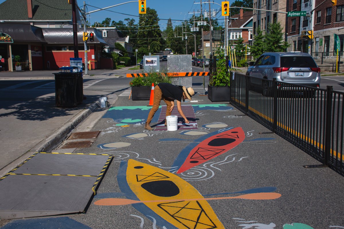theBoroPtbo's tweet photo. Have you checked out the Road Mural Project on Hunter Street?😍 
It is part of the Renaissance on Hunter public art project and the local artists are working hard to animate the public space. https://t.co/lmfp1mxjpn