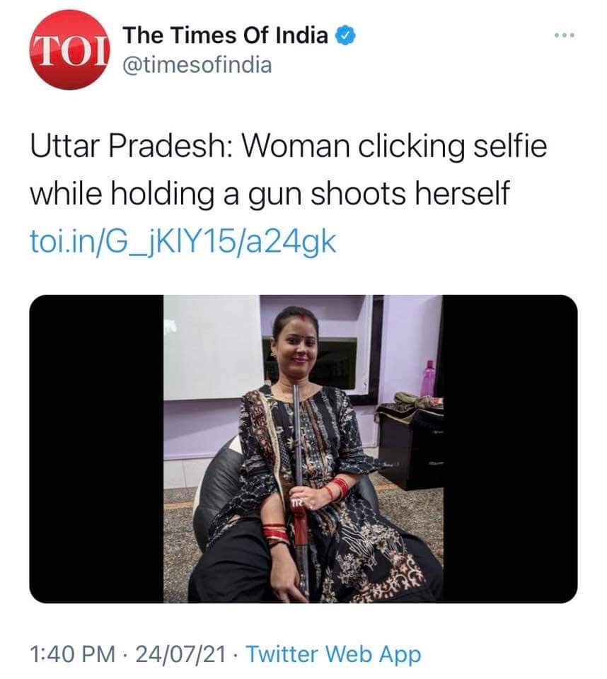 kumarmanish9's tweet photo. India leads in #SelfieDeaths globally.
Is this FOMO or daredevil attitude or plain stupidity or we don't value life ?
😢 A shocking incident. https://t.co/GBRFpgOfWg