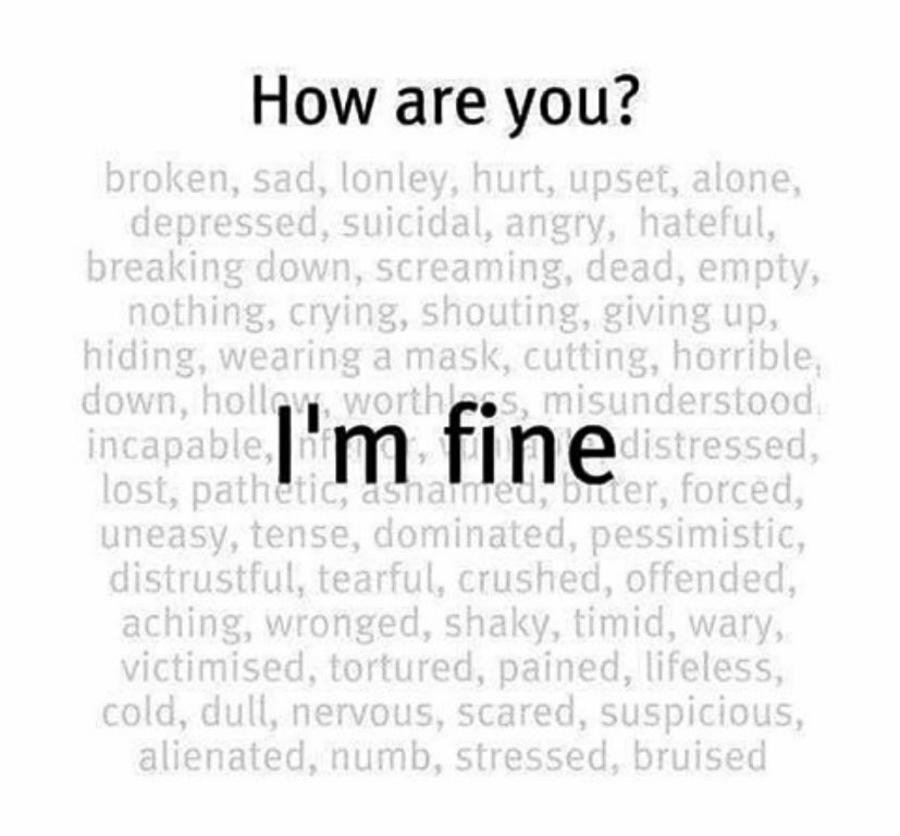 BethMatthewsz's tweet image. Just a visual reminder that if someone tells you they’re fine, the chances are - they really aren’t. #AskTwice