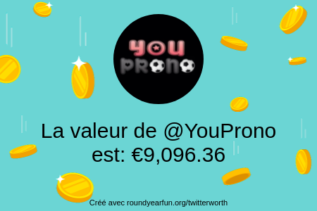 YouProno's tweet photo. Mon twitter vaut: €9,096.36

Trouvez le vôtre avec https://t.co/Q4lEZSk7jq

⠀ https://t.co/CxE6bkcUb2