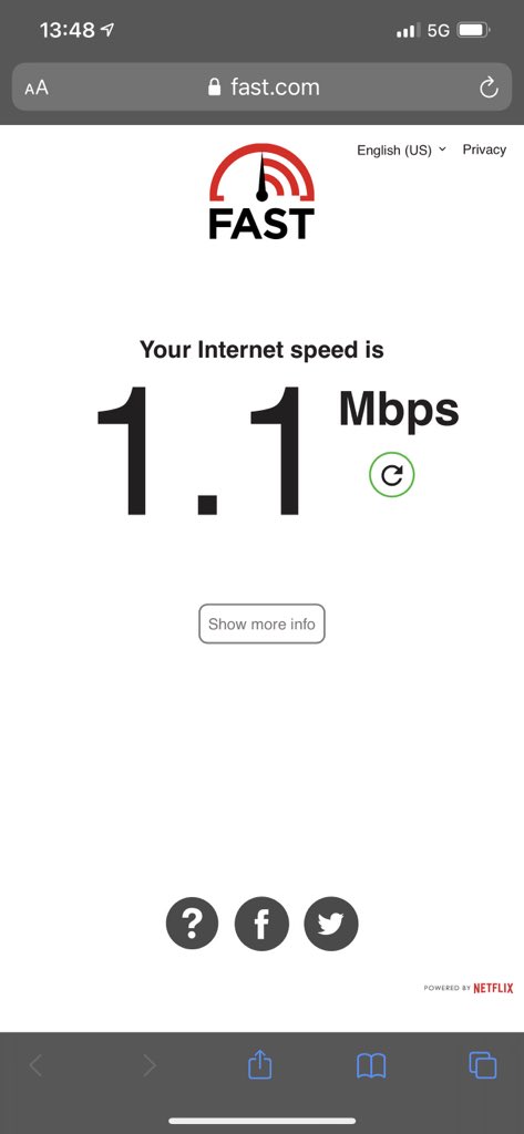 Steve Litchfield (@stevelitchfield) on Twitter photo Three bars of 5G pays off with a whopping Megabit per second. Woohoo!
Aldershot. Again. <a href="/ThreeUKSupport/">ThreeUKSupport</a> Three bars of 5G pays off with a whopping Megabit per second. Woohoo!
Aldershot. Again. <a href="/ThreeUKSupport/">ThreeUKSupport</a>
