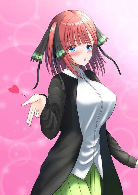 カガヤ∞さんがTwitterに投稿した中野二乃(五等分の花嫁)のイラスト。