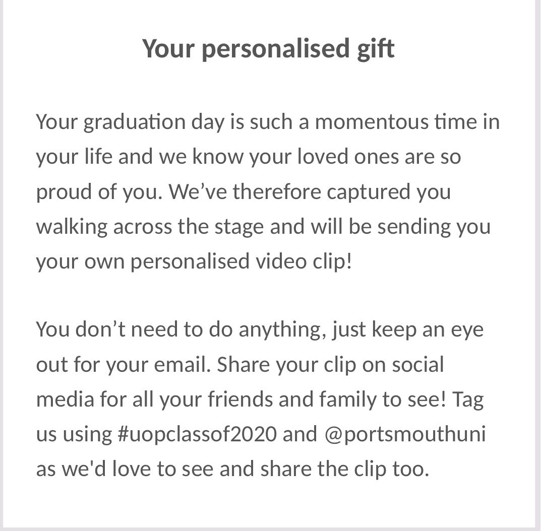 <a href="/portsmouthuni/">University of Portsmouth</a> <a href="/ChrisChangUoP/">Chris Chang</a> My daughter has just received this message. What a nice touch.