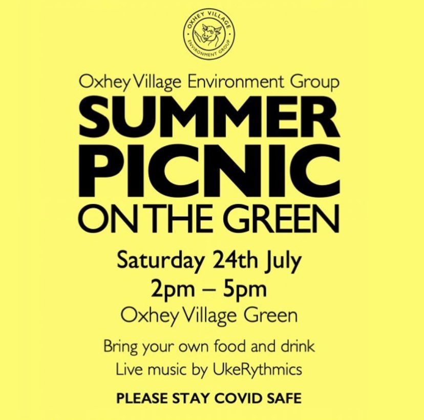 Today’s picnic is going ahead! We’ve been worried about the weather, but after the last 18 months we all deserve something to look forward to, and we couldn’t bear to cause any disappointment. The ground is pretty dry, but perhaps come prepared, just in case. See you there at 2.
