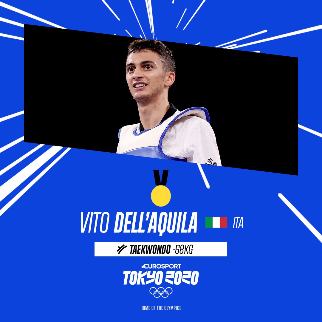 PRIMO ORO ITALIANOOOOOOOOOOOOOOO 🥇🇮🇹

Vito Dell'Aquila, classe 2000, porta nel medagliere azzurro il primo oro a <a href="/Tokyo2020/">#Tokyo2020</a> battendo in finale dei -58 kg di Taekwondo il tunisino Jendoubi 🥋 

CHE EMOZIONE RAGAZZI! 💙💙💙💙

#Taekwondo #Tokyo2020 #ItaliaTeam