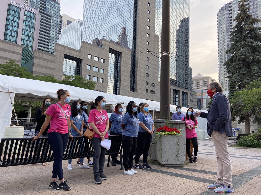 JohnTory's tweet photo. Visited Mel Lastman Square this morning to thank staff and volunteers for all of their hard work.

Toronto, if you haven't already, come down and get vaccinated.

🗓July 24 &amp; July 25
⏰ 8:30AM - 10:30PM
ℹ️ Open to Toronto residents 12+

#VaxTheNorth https://t.co/LHWLNRc2oF