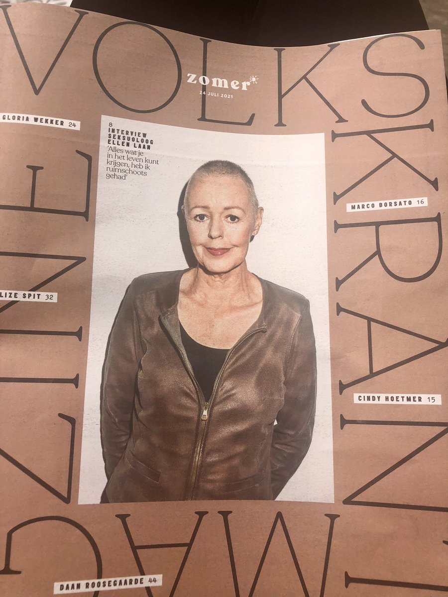 Inderdaad, de wereld kan nog niet zonder jou, <a href="/Ellen_Laan/">Ellen Laan</a> . Vol trots, liefde en verdriet dit mooie interview in <a href="/volkskrant/">de Volkskrant</a> magazine net gelezen… Wat een zeldzaam prachtige en krachtige vrouw ben jij. #seksuoloog <a href="/NVVSNL/">NVVS Seksuologie</a>