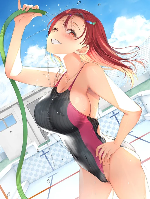 つめた～い!一緒に濡れない? 