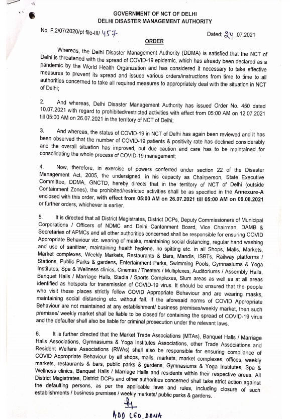 BiharUpdate1's tweet photo. Metro and buses are permitted to operate with 100% capacity in Delhi from 5 am, July 26. Cinema halls, theatres, and multiplexes will function with 50% capacity: Delhi Disaster Management Authority https://t.co/4bNSXzeR4y
