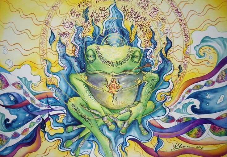 Талантливый. Психоделическая лягушка. Креативный сюрреализм. Воображение отражения. Картины отражение мечты.