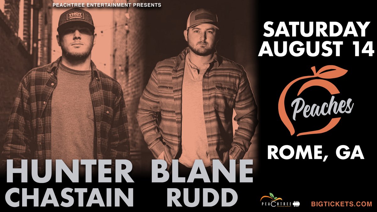 We're coming back to Rome, GA with our buddy @HChastainMusic &amp; @BRudd9416 at #Peaches next month on 8/14! Don't miss it! 
🎟️ bigtickets.com/events/peaches… 
RSVP facebook.com/events/1002146…