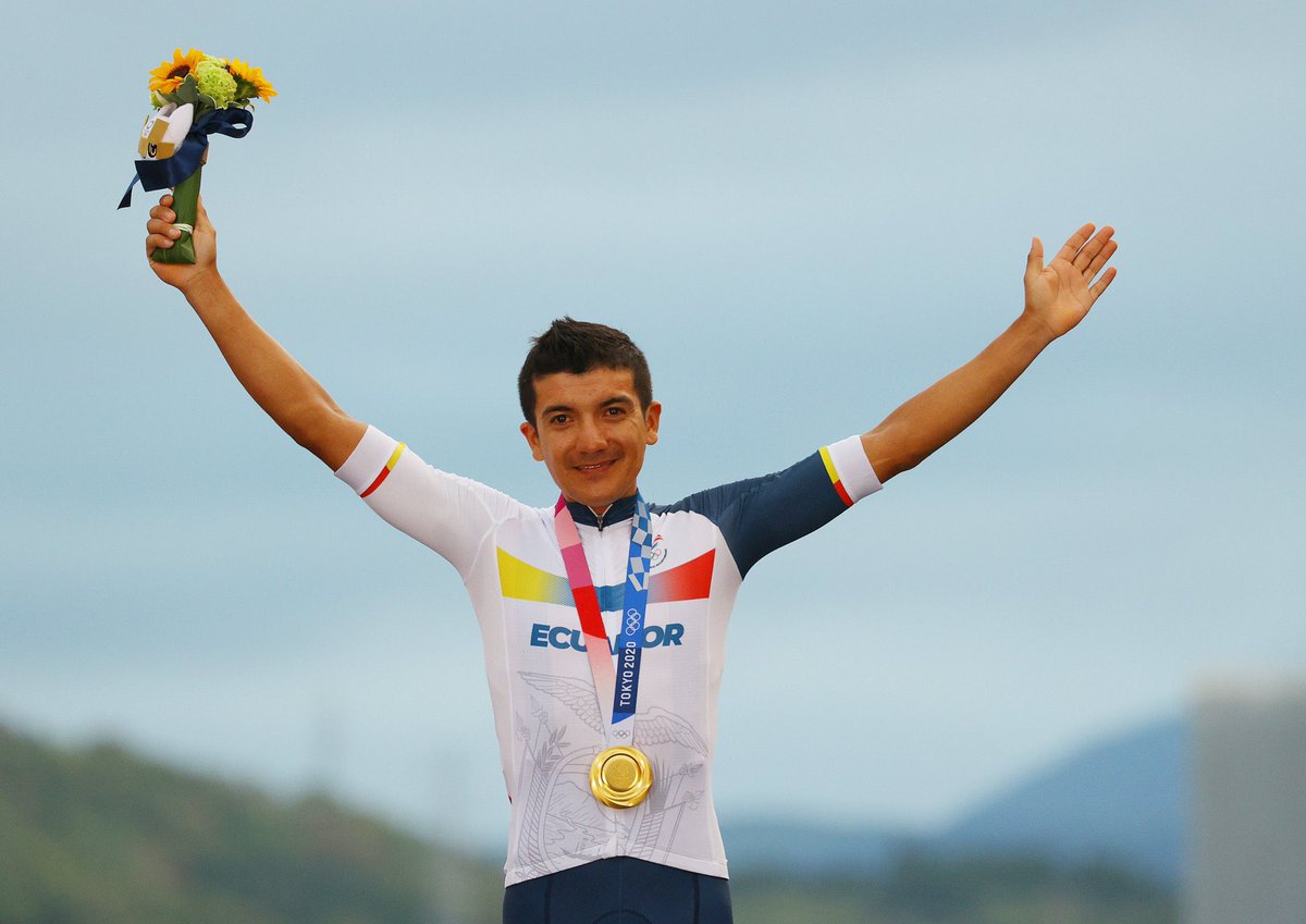 Couldn’t be happier for <a href="/RichardCarapazM/">Richard Carapaz M</a> 🙌 To finish on the podium at the Tour and win gold a week later is just incredible. Enjoy it mate. King of Ecuador 👌👌🇪🇨🇪🇨 #Tokyo2020