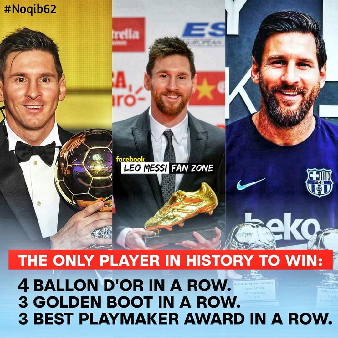 Goated_10's tweet photo. Leo Messi is the only player in History to win 3 peat:

✅The Ballon D’Or.
✅The Best Playmaker Award. 
✅The Golden Boot. https://t.co/Yigw6GDeLu