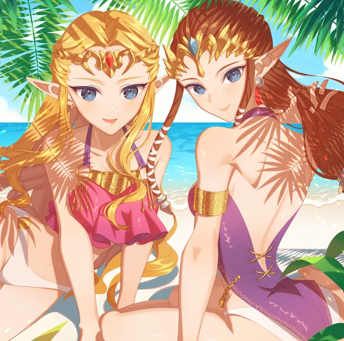 Summer👙👙✨

(SSBM Zelda &amp; SSB4 Zelda In swimsuit) 