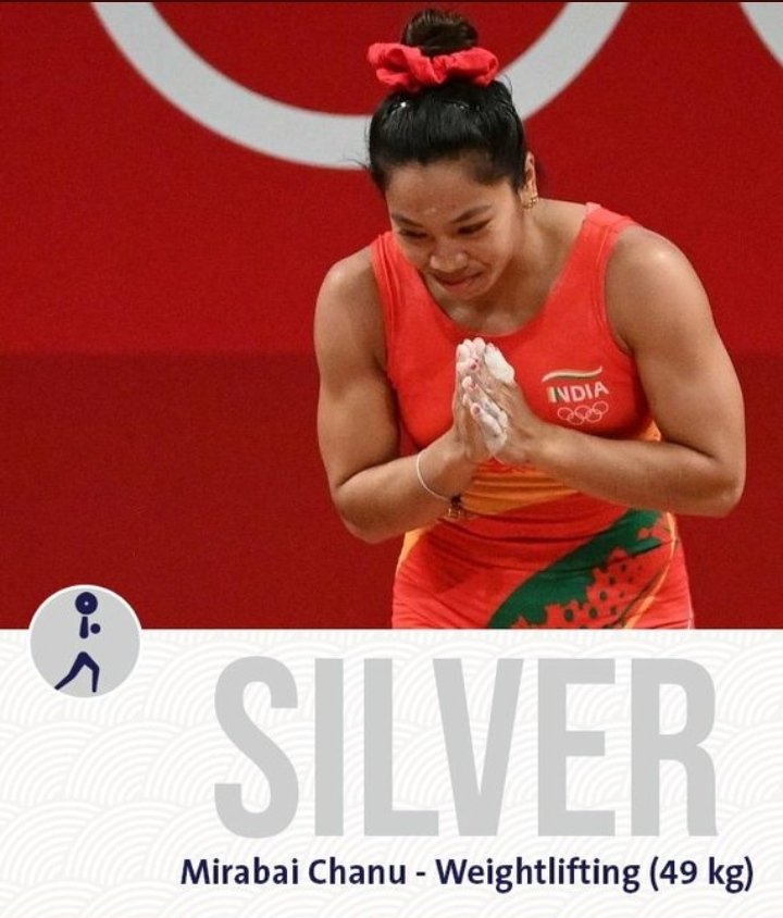 BiharUpdate1's tweet photo. Congratulations India 🇮🇳!

#OlympicGames  | Mirabai Chanu wins silver medal in Weightlifting Women's 49kg category. India’s 1st medal in Tokyo Olympics. We need more. 👏👏👏 https://t.co/moMZyGOFCT