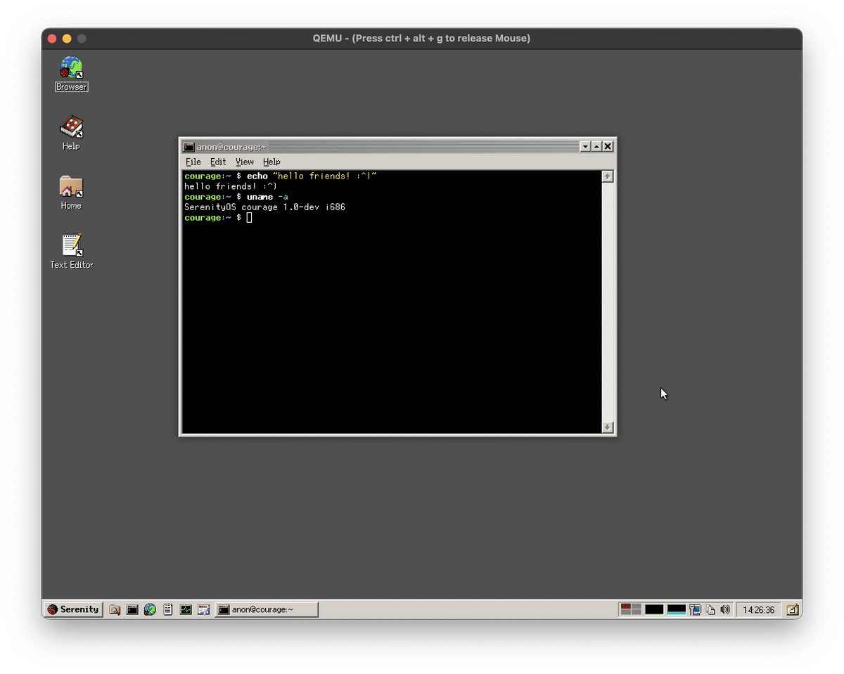 diorahman's tweet image. Hello, friends! :^) #serenityos